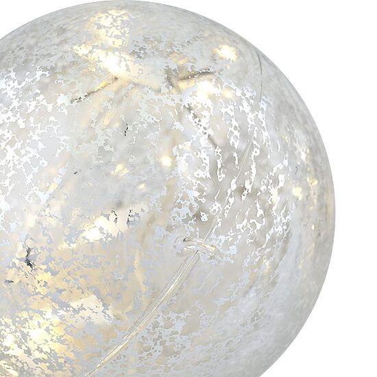 Set of 3 Lighted Silver Mercury Glass Finish Ball Christmas Ornaments - Clear Lights