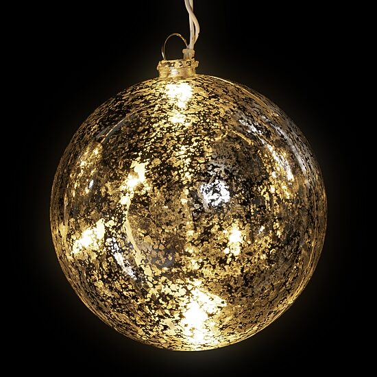 Set of 3 Lighted Silver Mercury Glass Finish Ball Christmas Ornaments - Clear Lights