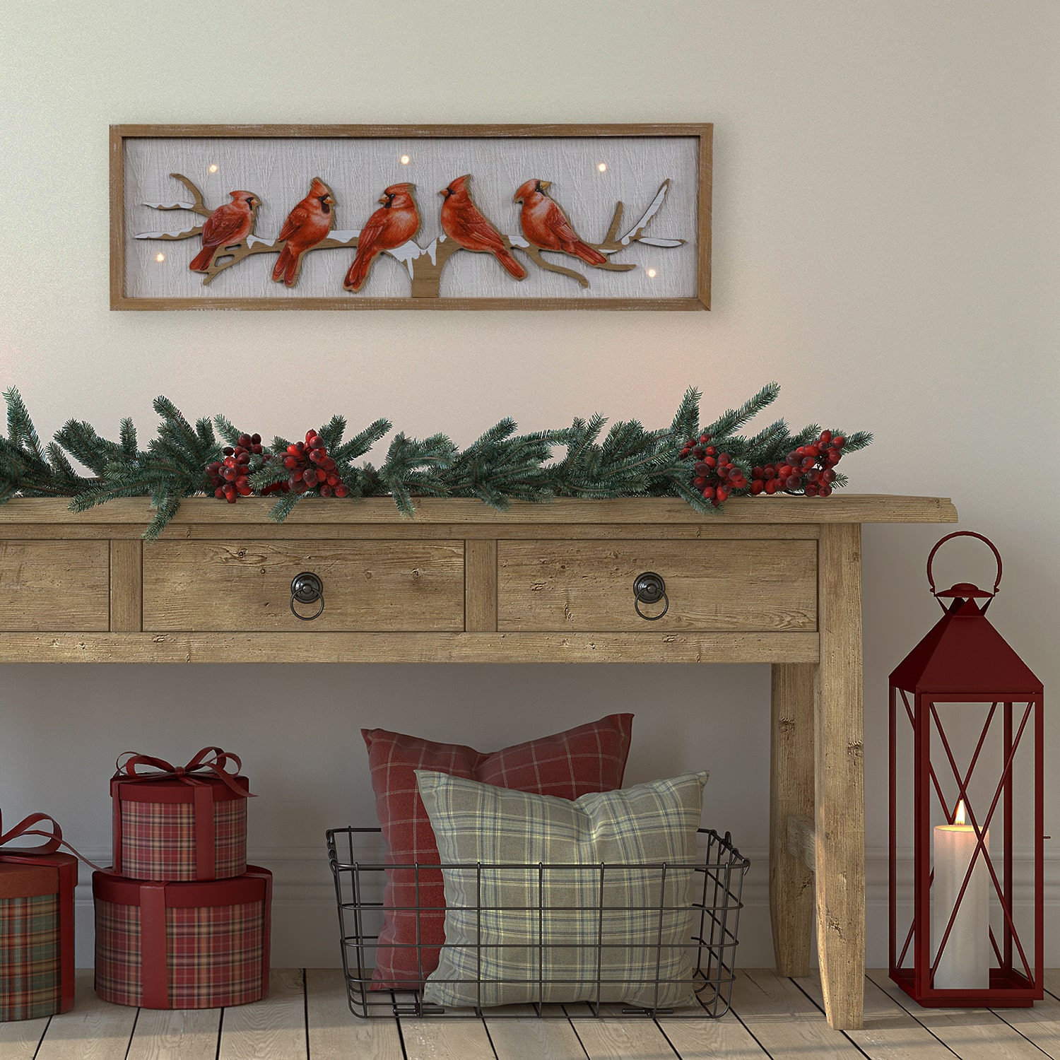 Northlight 25.5" Prelit Red Cardinals Canvas Art
