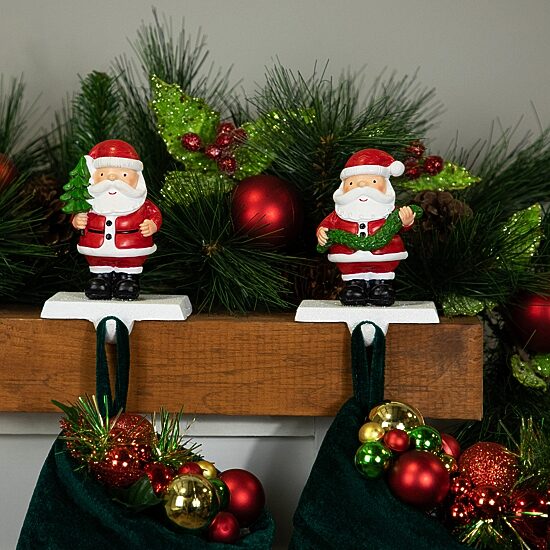 Northlight 4.75" Santa Stocking Holders 2-pc. Christmas Stocking Holder