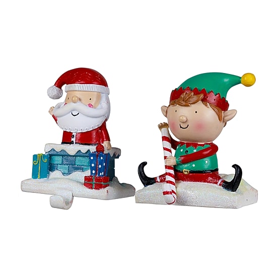 Northlight 5" Santa And Elf Christmas Stocking Holder