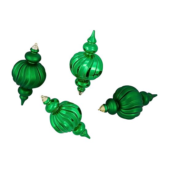 Northlight 10" Shatterproof Finial 4-pc. Christmas Ornament