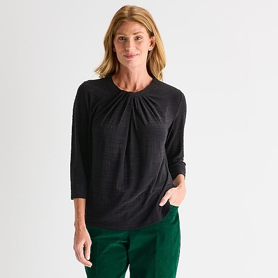 Liz Claiborne Womens Tall Crew Neck 3/4 Sleeve Blouse