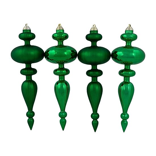 Northlight 14"  Shatterproof Finial 4-pc. Christmas Ornament