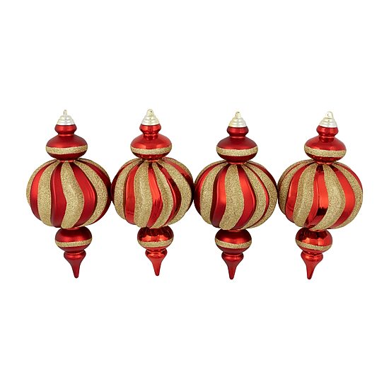 Northlight 10" Shatterproof Finial 4-pc. Christmas Ornament