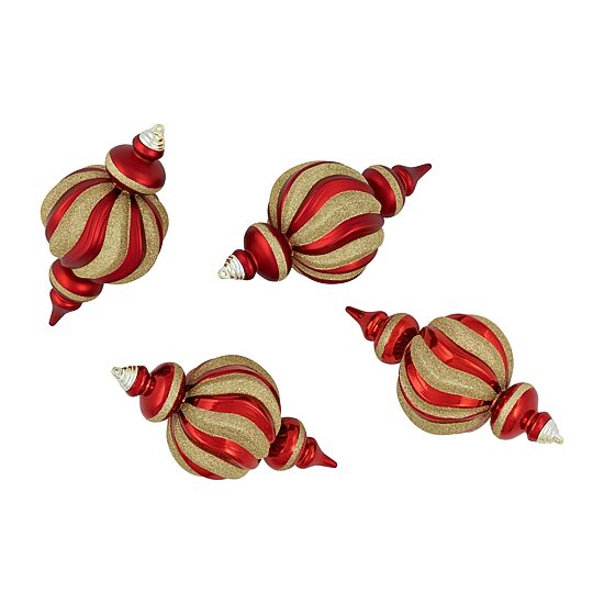Northlight 10" Shatterproof Finial 4-pc. Christmas Ornament