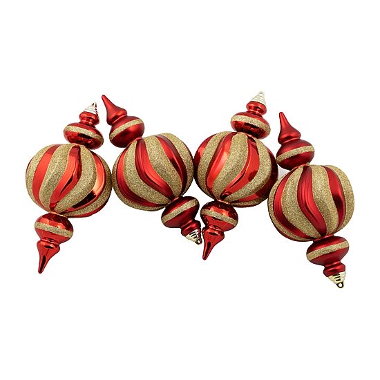 Northlight 10" Shatterproof Finial 4-pc. Christmas Ornament