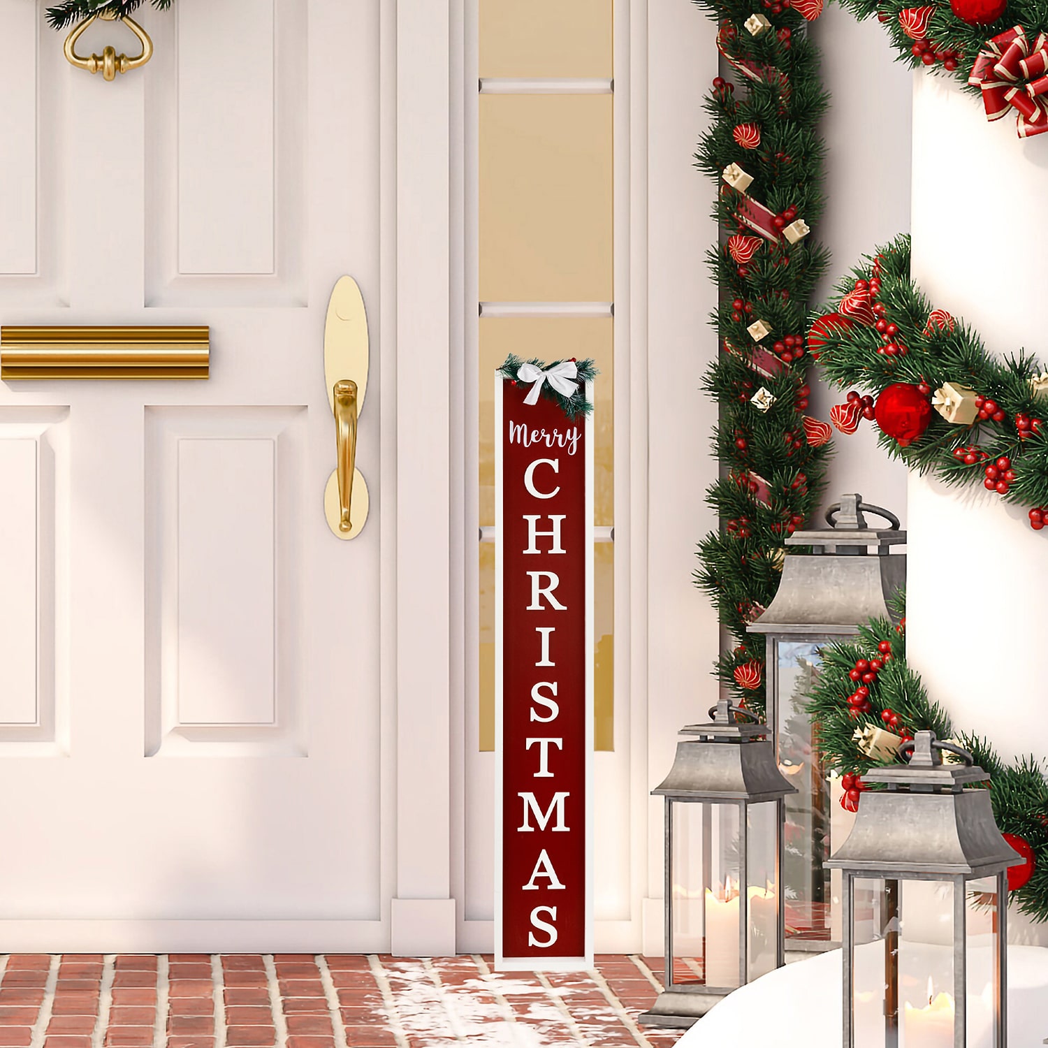 Northlight Merry Christmas Pine And Bow Christmas Yard Art