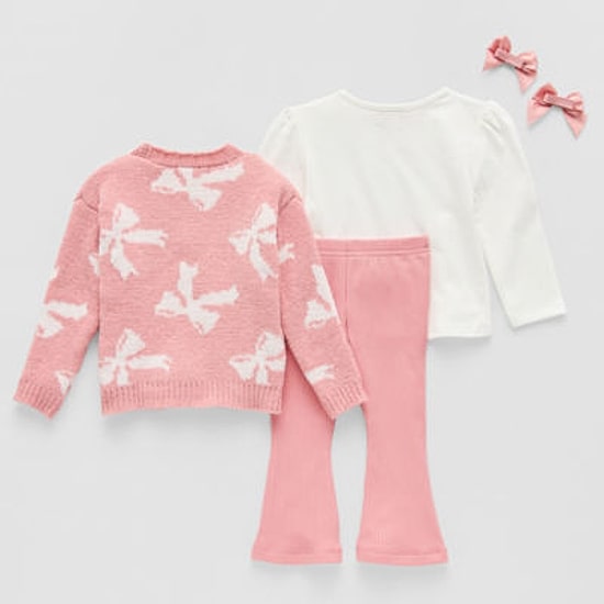 Btween Bow Cardigan Baby Girls 4-pc. Legging Set