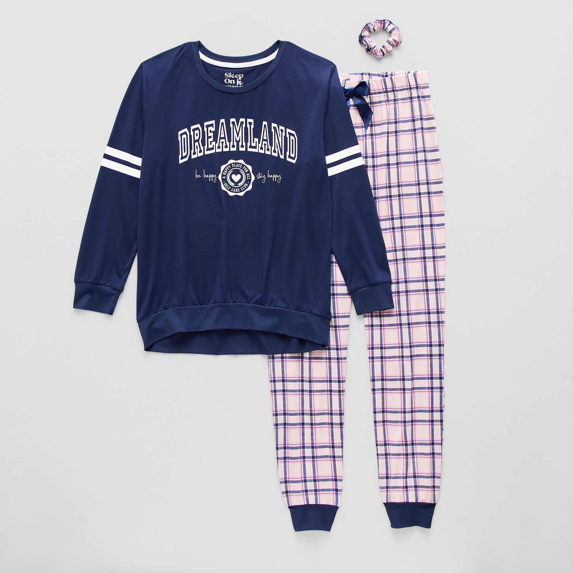 Sleep On It Little & Big Kid Girls Crew Neck Long Sleeve 3-pc. Pajama Set