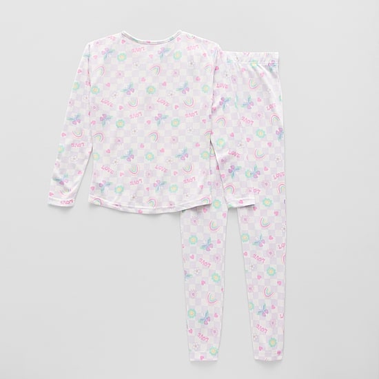 Sleep On It Little & Big Kid Girls Crew Neck Long Sleeve 3-pc. Pajama Set