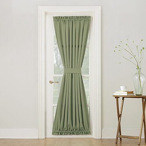 Sun Zero Emory Light-Filtering Rod Pocket Single Door Panel Curtain, One Size, Green