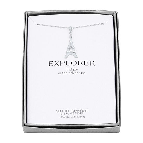 Diamond Accent "Explorer" Womens Diamond Accent Natural White Diamond Sterling Silver 18 Inch Pendant Necklace