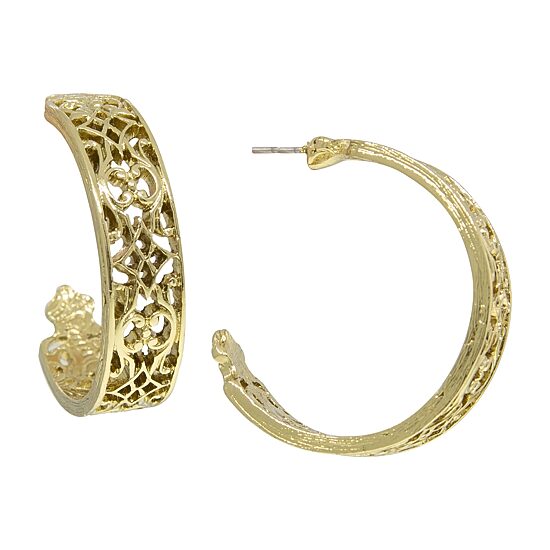 1928 Gold Tone Womens 1 1/4 Inch Hoop Earrings