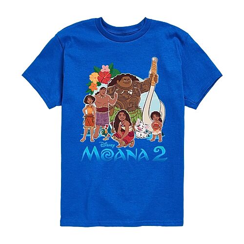 Disney Collection Little & Big Kid Boys Crew Neck Short Sleeve Regular Fit Princess Moana Graphic T-Shirt, X-large, Blue