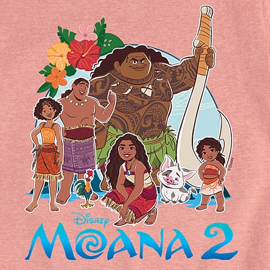 Disney Collection Little & Big Kid Girls Crew Neck Short Sleeve Regular Fit Princess Moana Graphic T-Shirt