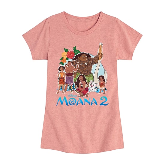 Disney Collection Little & Big Kid Girls Crew Neck Short Sleeve Regular Fit Princess Moana Graphic T-Shirt