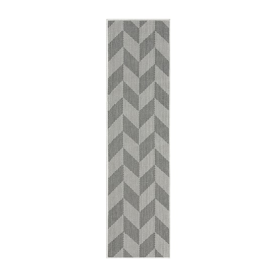 Nicole Miller Country Calla Herringbone Washable 1'9" X 7'2" Outdoor Rectangular Runner