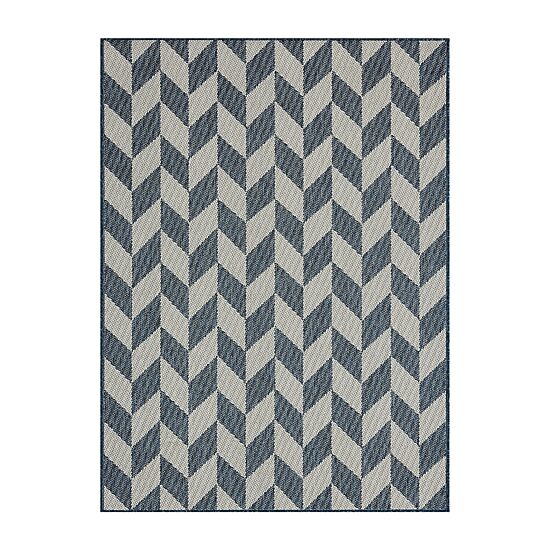 Nicole Miller Country Calla Herringbone Washable Outdoor Rectangular Area Rug