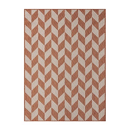 Nicole Miller Country Calla Herringbone Washable Outdoor Rectangular Area Rug, One Size, Orange