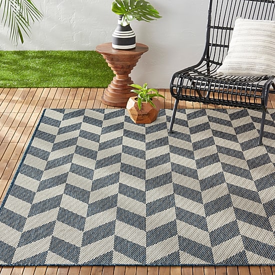 Nicole Miller Country Calla Herringbone Washable Outdoor Rectangular Area Rug