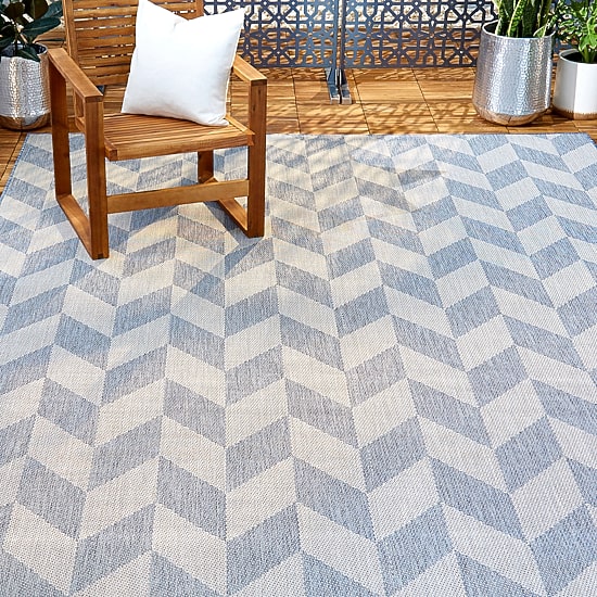 Nicole Miller Country Calla Herringbone Washable Outdoor Rectangular Area Rug