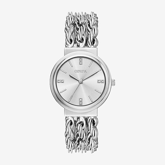 Geneva Womens Silver Tone Bracelet Watch Fmdjm313