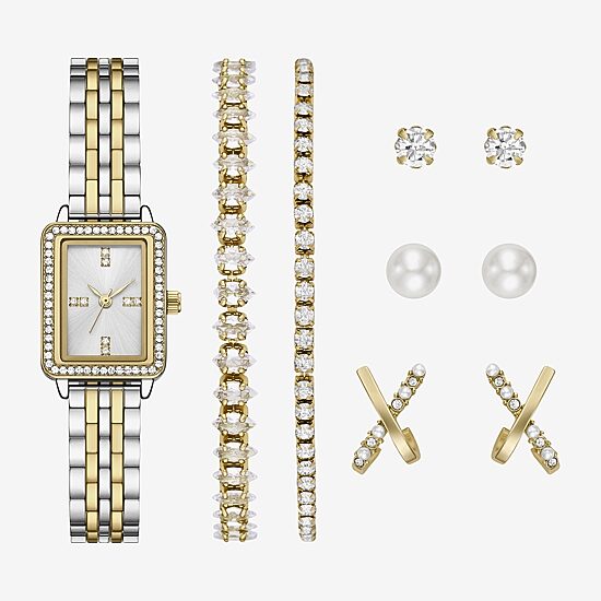 Womens Crystal Accent Two Tone 9-pc. Watch Boxed Set Fmdjset358