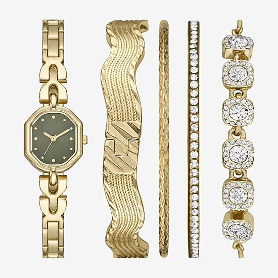 Womens Gold Tone 5-pc. Watch Boxed Set Fmdjset359