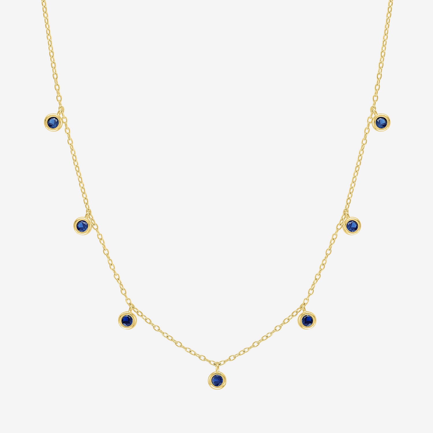 Lab Created Gemstone 14K Gold Over Silver 18 Inch Station Necklace
