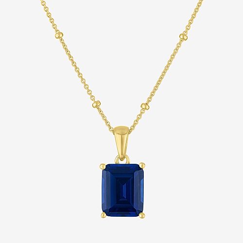 Womens Lab Created Blue Sapphire 14K Gold Over Silver 16 Inch Pendant Necklace, One Size, Blue