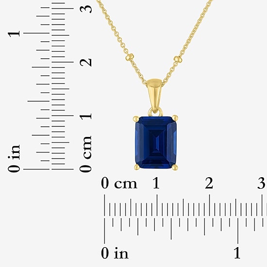 Womens Lab Created Blue Sapphire 14K Gold Over Silver 16 Inch Pendant Necklace
