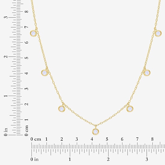 Lab Created Gemstone 14K Gold Over Silver 18 Inch Station Necklace