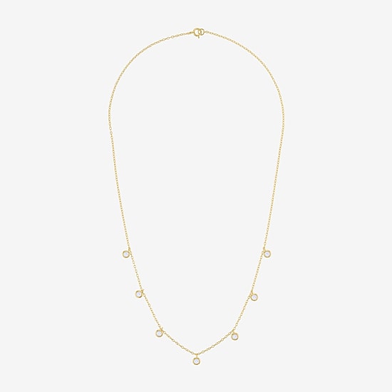 Lab Created Gemstone 14K Gold Over Silver 18 Inch Station Necklace