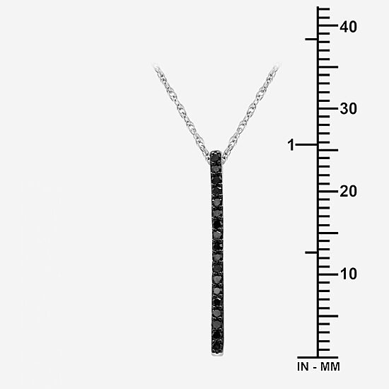 Womens 3/8 CT. T.W. Natural Black Diamond Sterling Silver Round 18 Inch Pendant Necklace