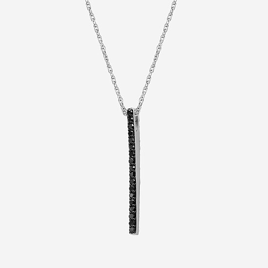 Womens 3/8 CT. T.W. Natural Black Diamond Sterling Silver Round 18 Inch Pendant Necklace