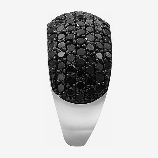 Womens 2 CT. T.W. Natural Black Diamond Sterling Silver Round Cocktail Ring