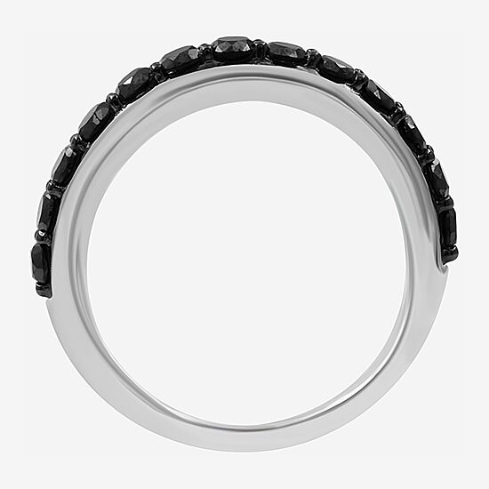 Womens 1 CT. T.W. Natural Black Diamond Sterling Silver Round Band