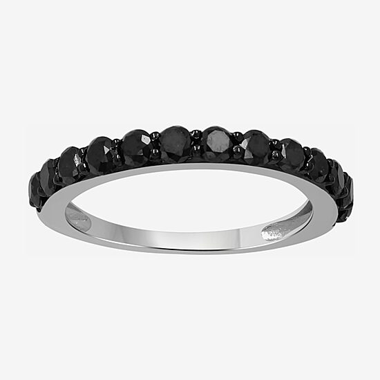 Womens 1 CT. T.W. Natural Black Diamond Sterling Silver Round Band