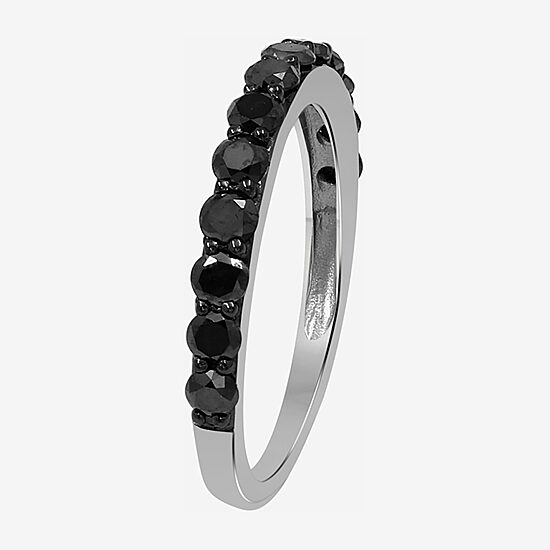 Womens 1 CT. T.W. Natural Black Diamond Sterling Silver Round Band