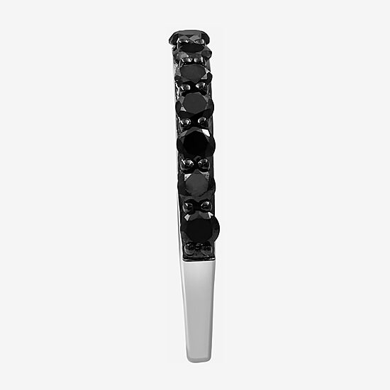 Womens 1 CT. T.W. Natural Black Diamond Sterling Silver Round Band