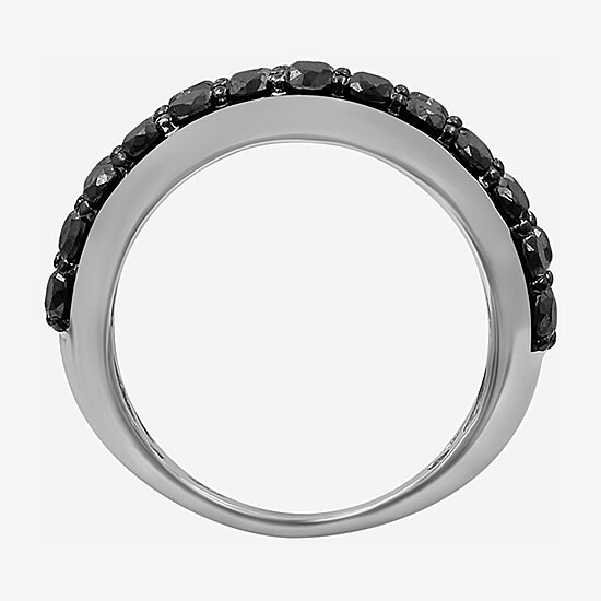 Womens 2 CT. T.W. Natural Black Diamond Sterling Silver Round Band