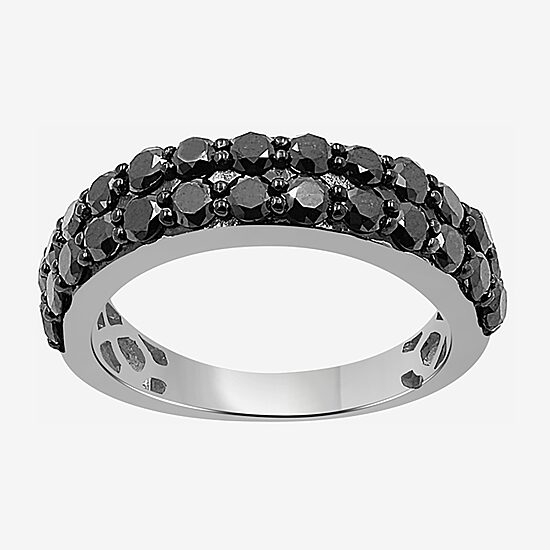 Womens 2 CT. T.W. Natural Black Diamond Sterling Silver Round Band