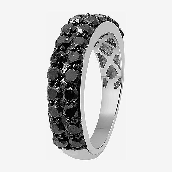 Womens 2 CT. T.W. Natural Black Diamond Sterling Silver Round Band