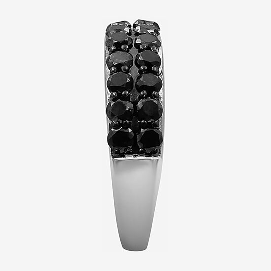 Womens 2 CT. T.W. Natural Black Diamond Sterling Silver Round Band