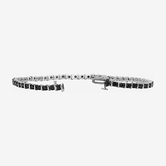 Womens 1/2 CT. T.W. Natural Black Diamond Sterling Silver Round Tennis Bracelet