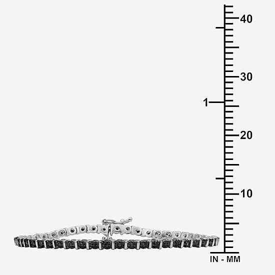Womens 1/2 CT. T.W. Natural Black Diamond Sterling Silver Round Tennis Bracelet