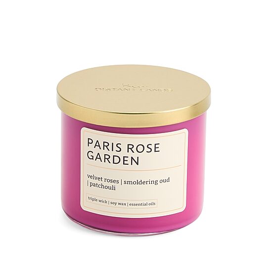 Distant Lands 14oz Paris Rose Garden 3-Wick Scented Jar Candle