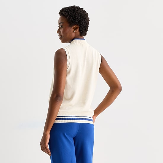 St. John's Bay Womens Mock Neck Sleeveless Quarter-Zip Pullover Sweater