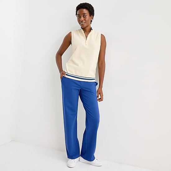St. John's Bay Womens Mock Neck Sleeveless Quarter-Zip Pullover Sweater